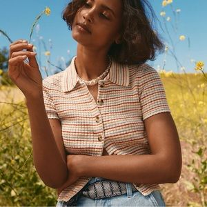 Madewell Barbrook Button-Front Sweater Polo in Stripe